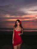 Red A Line Spaghetti Strap Sequin Tulle Short Homecoming Dress Vacation Dress HZ1023