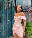 Pink Off The Shoulder Homecoming Dresses HZ1023