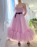 Cute Polka Dot Evening Dress Princess Tulle Long Prom Dress HZ1023