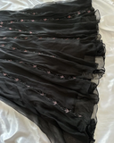 Vintage A Line V Neck Beaded Black Chiffon Open Back Prom Dress Evening Dress HZ1023