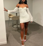 Sexy Birthday Dress Short Bodycon White Long Chiffon Prom Dress HZ1023