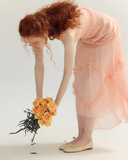 Orange-pink A Line Spaghetti Strap Lace Long Prom Dress Party Dress HZ1023