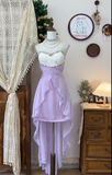 Vintage A Line Sweetheart Neck Beaded White Lace Purple Chiffon Homecoming Dress Cocktail Dress HZ1023