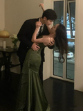Sexy Mermaid Green Party Dress Satin Prom Dress HZ1023