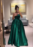 Green Strapless Long A Line Prom Dres Evening Party Dress HZ1023