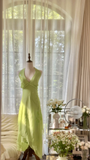 Gentle A Line Halter Beaded Green Chiffon Open Back Party Dress Homecoming Dress HZ1023