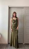 Elegant Sheath Olive Green Prom Dress Long Formal Dress HZ1023