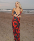 Sexy Sheath V Neck Chiffon Long Open Back Prom Dress Evening Dress HZ1023