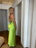 Spaghetti Straps Backless Satin Sheath Party Dress Prom Dress HZ1023