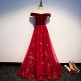 Off The Shoulder Red Tulle Prom Dresses HZ1023