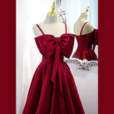 Simple A line Red Long Prom Dresses HZ1023