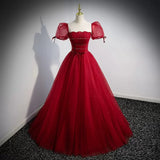 Princess Red Tulle Prom Dresses Sexy Evening Dress HZ1023