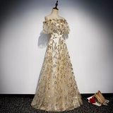 Princess Off The Shoulder Tulle Long Prom Dresses HZ1023