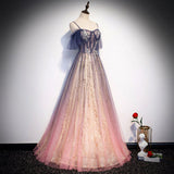 Simple A line Tulle Long Prom Dresses HZ1023