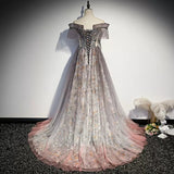 Off The Shoulder Sequin Lace Prom Dresses Sexy Prom Dress HZ1023