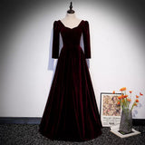 Simple A line Velvet Long Prom Dresses HZ1023