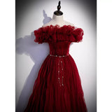 Off The Shoulder Red Prom Dresses Sexy Evening Dress HZ1023