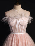 Pink Sweetheart Neck Tulle Lace Short Prom Dress Homecoming Dress HZ1023