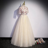 Simple A line Long Tulle Prom Dresses HZ1023