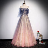 Simple A line Tulle Long Prom Dresses HZ1023