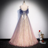 Simple A line Tulle Long Prom Dresses HZ1023