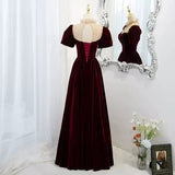 Simple A line Long Red Prom Dresses HZ1023