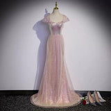 Simple Mermaid Long Sequin Pink Prom Dresses HZ1023