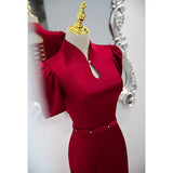 Mermaid Red Satin Prom Dresses HZ1023