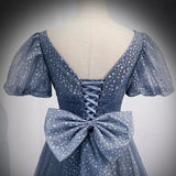 Simple A line Sequin Long Prom Dresses HZ1023