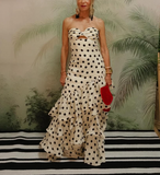 Strapless Polka Dots Dress Fashion Prom Evening Dresses For Women HZ1023