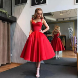 Red Popular Sweetheart Midi Homecoming Dress HZ1023