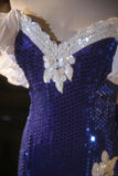 Shiny Mermaid Off the Shoulder Royal Blue Sequin Prom Dress Party Dress HZ1023