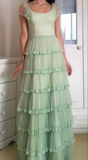 Shiny Tulle Layered Long Green Prom Dress HZ1023