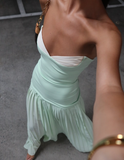 Mint Green A Line Sweetheart Neck Satin Chiffon Long Prom Dress Evening Dress HZ1023