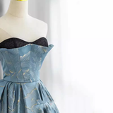 Chic Blue Strapless Long Prom Dress Fairy Evening Dress HZ1023