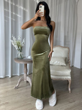 Elegant Mermaid Strapless Velvet Prom Dress Evening Gown HZ1023
