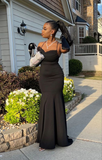 Simple Black Mermaid Evening Dresses£¬Long Backless Prom Dresses HZ1023