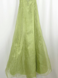 Green Vintage A Line Spaghetti Strap Beaded Organza Party Dress Prom Dress HZ1023