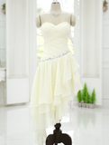 Chic Sweetheart Neck Irregular Layered Party Dress, Ivory Chiffon Homecoming Dress HZ1023