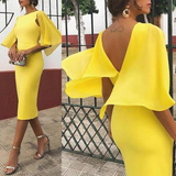 Yellow Knee Length Prom Dresses Evening Formal Gowns HZ1023