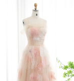 Dreamy A Line Off the Shoulder 3D Flower Tulle Prom Dress Evening Dress HZ1023