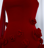 Stunning A Line Sweetheart Neck 3D Flower Burgundy Prom Dress Evening Dress HZ1023