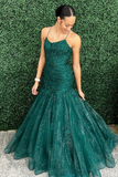 Green Mermaid Lace Applique Long Prom Dress Elegant Evening Dress HZ1023