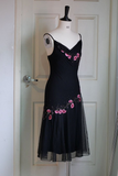Gorgeous Black Prom Dress With Flowers Birthday Outfits Evening Dress HZ1023