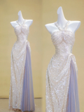 Shiny Sheath Halter Beaded Sequin Tulle Prom Dress Party Dresses HZ1023