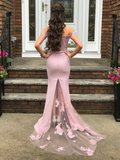Pink Off The Shoulder Sweetheart Long Mermaid Prom Dress Elegant Party Dress HZ1023