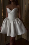 Cute A Line Sweetheart Neck Ivory Satin Short Homecoming Dress Birthday Dress HZ1023