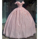 Light Sky Blue Quinceanera Dresses Ball Gown Off Shoulder 3D Rose Flowers Puffy Sweet 16 Dress Celebrity Party Gowns Graduation HZ1023