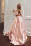 Pretty A Line Spaghetti Straps Backless Pink Satin Prom Dress Formal Evening Dress HZ1023