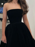 Tea Length Black Velvet Homecoming Dresses HZ1023